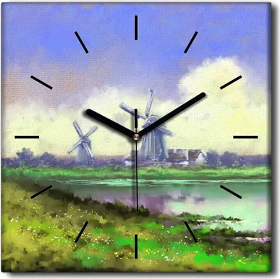 Produktbild von Coloray Uhr auf Leinwand 30x30 cm Wand Uhr Dekoration Wohnzimmer Segeltuch schwarze Hände -Seefischerschiff.