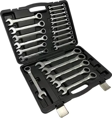 Produktbild von 22 tlg Ringratschen Set Maulschlüssel Ringschlüssel ohne Gelenk