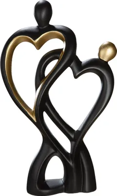 Produktbild von Gilde Paar "Herzensbindung" matt schwarz/goldfarben H: 28 cm B: 18 cm Tiefe: 9 cm 30751