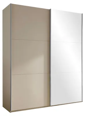 Produktbild von MIRJAN24 Kleiderschrank Rodos 200, Schiebetüren, Garderobe mit zwei Drehtüren, Spiegel, Schlafzimmer (Farbe: Sandbeige)