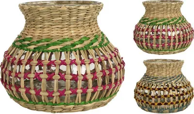Zdjęcie produktu dla Wazon/lampion z trawą morską H15cm