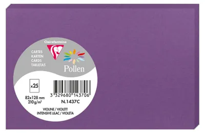 Produktbild von Clairefontaine 1437C, Standard-Grußkarte, Violett, 210 g/m², 128 mm, 82 mm, Frankreich