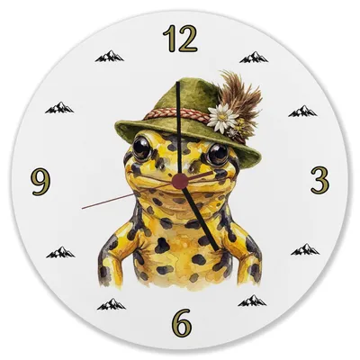 Produktbild von Feuersalamander mit alpenländischem Trachtenhut Wanduhr aus MDF