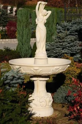 Produktbild von Casa Padrino Barock Springbrunnen Beige Ø 110 x H. 180 cm - Prunkvoller Gartenbrunnen im Barockstil - Runder Gartendeko Stein Brunnen - Barock Garten Deko Accessoires