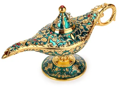 Retro-Aladdin-Lampe, Zinklegierung, Grün, 20,7 x 11,3 x 7 cm