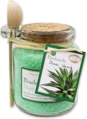Produktbild von Florex Badesalz Aloe Vera Glas mit Holzlöffel 300 g
