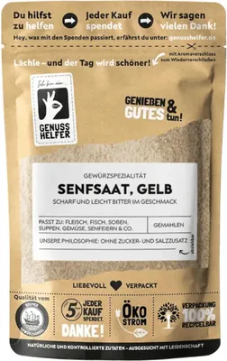 Produktbild von Senfkörner gelb, gemahlen, Senfmehl zum Kochen von Suppen und Soßen, gemahlene Senfsaat mit nussigem Geschmack, 10 x 100g