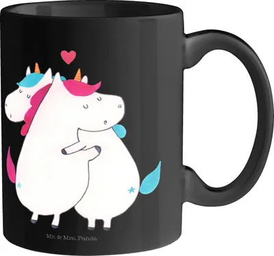 Produktbild von Mr. & Mrs. Panda Becher Einhorn Mitteilung - Schwarz - Geschenk, Einhörner, Teetasse, Valentinstag, Spruch, Kaffeetasse, Lustig, Kaffeebecher, Unicorn, Pott, Henkelbecher