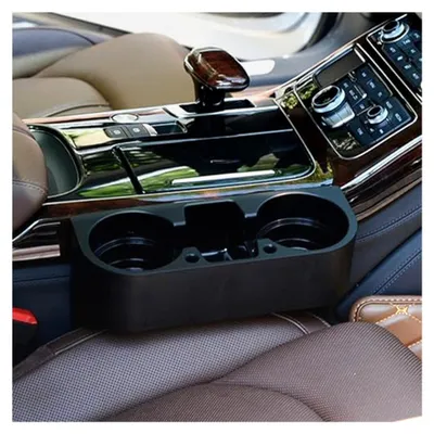 Produktbild von Auto-Leder-Getränkehalter - Universelle Aufbewahrungsbox für Lücken, Abnehmbarer und Waschbarer Getränkehalter für die Mittelkonsole (Schwarz)