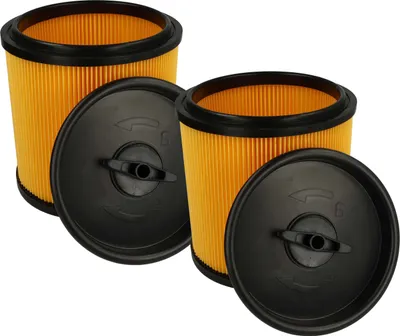 Produktbild von vhbw 2x Faltenfilter kompatibel mit Parkside PNTS 35/5, 30/4, 30/6, 30/9, 30/7, 91099009, 30/8, 91092030 Staubsauger - Patronenfilter Gelb Schwarz