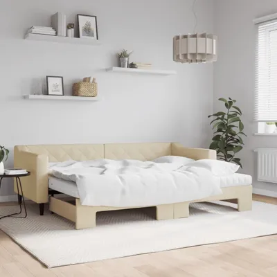 Image de Maison Exclusive - Canapé-lit convertible avec matelas, couleur crème, 80 x 200 cm, tissu