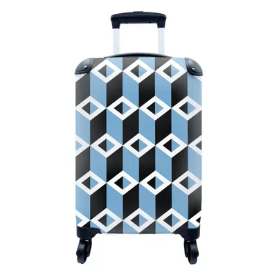 Produktbild von MuchoWow® Koffer Handgepäck Trolley Rollkoffer Kleine Reisekoffer mit 4 Rollen - Blöcke - Muster - 3D - Cabin Size < 55x40x23 cm & 55x40x20 cm - Fotokoffer - Kabinenkoffer - Boardgepäck - Reise-Box - Reisekoffer - Reisegepäck - Koffer mit Bild - Trolley für Kinder
