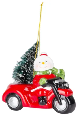 Produktbild von Weihnachtsdekoration MagicHome, Schneemann im Auto, LED, Terrakotta, 12,5x6x11,8 cm