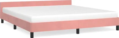 Produktbild von Möbel Bettgestell - Doppelbett - mit Kopfteil ohne Matratze Rosa 180x200 cm Samt - Polsterbett Klassische Betten CLORIS3986172