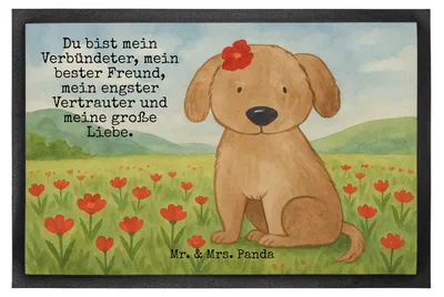 Produktbild von Mr. & Mrs. Panda Schmutzfangmatte Hund Dame Design 60 x 90 cm - Weiß - Geschenk, Hunde, Fussmatte, Bodenvorleger, Sprüche, fußmatte, abstreifer, Sauberlaufmatte, Liebe