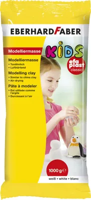Image de Eberhard Faber 570102 Pâte à modeler EFA Plast KIDS - 1 kg, blanc