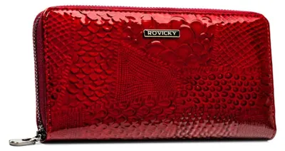 Obrázek produktu pro Rovicky dámská peněženka RFID červená lakovaná kůže ekologická a přírodní large