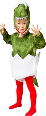 Produktbild von O5533-104 grün-weiß Kinder Mädchen Junge Dino aus Ei Kostüm Dinosaurier Gr.104