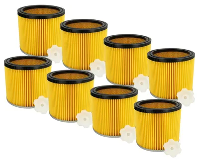Produktbild von vhbw 8x Faltenfilter Ersatz für Bosch 2 607 432 001, 2607432001 für Staubsauger - Patronenfilter Gelb Schwarz Silber