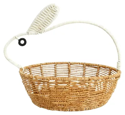 Immagine prodotto di Cesto in rattan decorativo con manico, ideale per lo stoccaggio