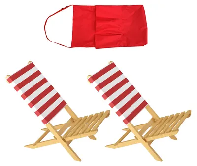 Produktbild von Klappstuhl Strandstuhl Anglerstuhl Gartenstuhl Stuhl zum Zusammenstecken rot-weißem Bezug V-10-353