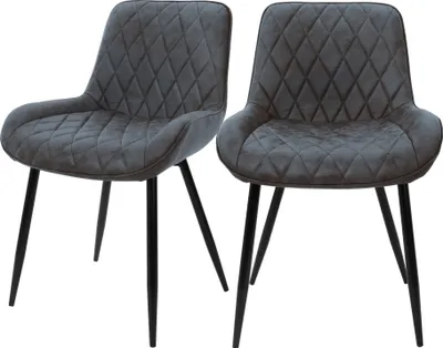 Produktbild von ML-Design 2er Set Esszimmerstühle mit Rücken- und Armlehnen, Anthrazit, PolyurethanKunstleder Sitzfläche, Polsterstuhl mit Metallbeine