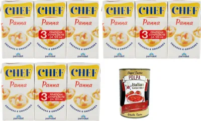Produktbild von Parmalat Panna chef Sahne per cucinare Kochcreme creme fur Koch, double cream for cooking 3x (3x 125ml) + Italian Gourmet polpa 400g