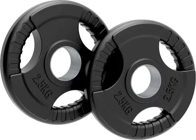 Produktbild von 2 x 2.5kg Olympische Tri-Grip Gummi-Hantelscheiben Schwarz