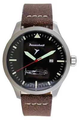 Produktbild von Aristo Herren Messerschmitt Uhr Fliegeruhr ME109-47 Leder Vintage