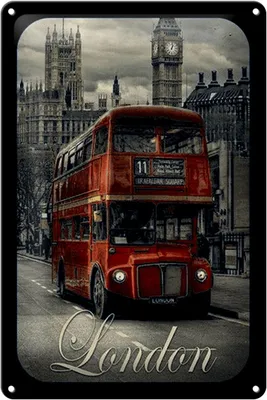 Produktbild von Blechschild London 20x30cm Sightseeing Bus red