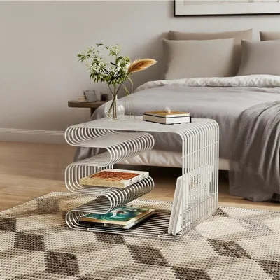 Obrázok produktu pre Nočný stolík Konferenčný stolík Nočný stolík s kovovým stojanom na časopisy, moderný 32x32x41cm, bez nutnosti montáže, obývacia izba, spálňa