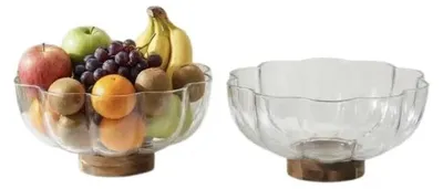 Produktbild von Schale aus Glas und Akazie für Obst und Salat, 21,8 cm, 1,34 l