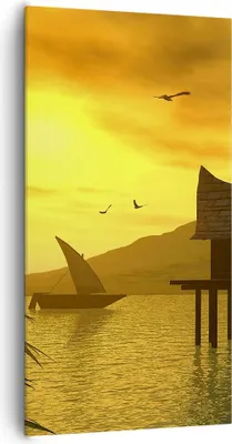 Produktbild von Bild auf Leinwand - Leinwandbild - Asien Berg Meer Felsen - 65x120cm - Wand Bild - Wanddeko - Leinwanddruck - Bilder - Kunstdruck - Wanddekoration - Leinwand bilder - Wandkunst - PA65x120-0363