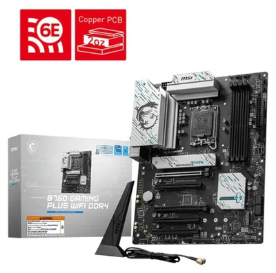Immagine prodotto di MSI B760 GAMING PLUS WIFI DDR4 - Scheda madre - ATX - Presa LGA1700 - Chipset B760 - USB 3.2 Gen 1, USB 3.2 Gen 2, USB-C 3.2 Gen2, USB-C 3.2 Gen 1 - 2.5 Gigabit LAN, Wi-Fi 6E, Bluetooth - Grafica onboard (CPU necessaria) - Audio HD (8 canali) (7D98-043R)