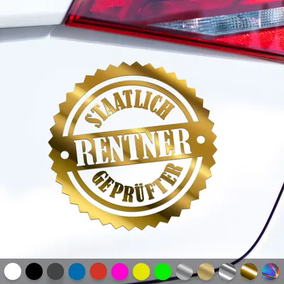 Produktbild von PantherPixel Rentner Aufkleber Senioren Rentnern Ruhestand Sticker Auto Geschenkidee Farbe Chrom-Gold