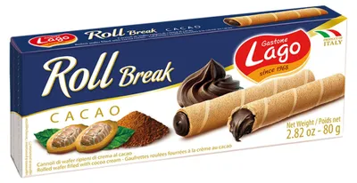 Immagine prodotto di Roll Break Biscotti al cacao e panna 80 g - Lago