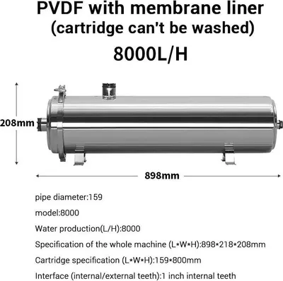 Obrázek produktu pro Vodní filtr, filtrační vložka PVDF, ultrafiltrační systém, 8000 litrů