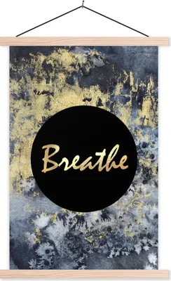 Produktbild von MuchoWow® Textilposter Zitat - Zen - Gold 60x90 cm mit holzfarbenen Rahmen - Textil