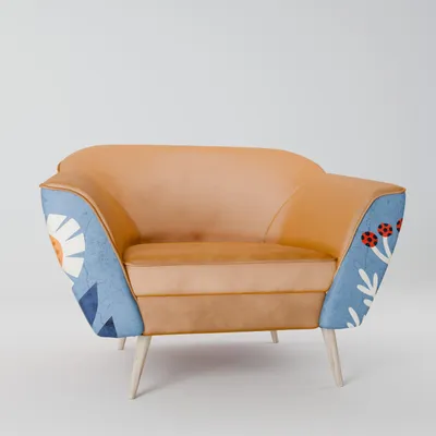 Immagine prodotto di SpaceRebels poltrona soggiorno - Poltrona relax divano singolo per camera da letto - Poltrona TV - Poltrona imbottita con gambe in legno - caramello