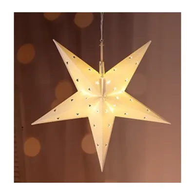 Produktbild von LED Papierstern, weiß mit Stern-Ausschnitten, 44cm
