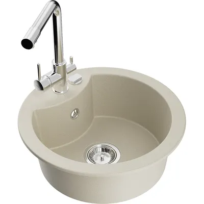 Zdjęcie produktu dla Mexen Diego zlewozmywak granitowy 1-komorowy z baterią kuchenną Duero, beżowy - 6512-69-671600-00