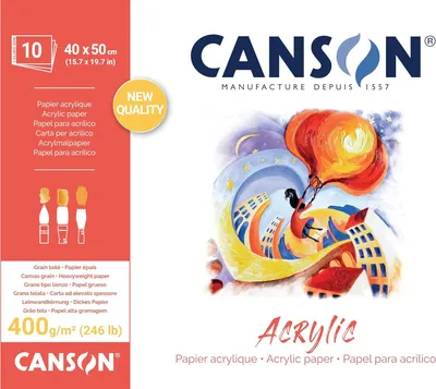 Immagine prodotto di CANSON C31067P008 CANSON Blocco carta da disegno "Acrylic", 400 x 500 mm, 400 g/m²