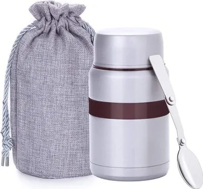 Obrázek produktu pro Termo nádoba 500 ml, termo nádoba na potraviny z nerezové oceli se lžičkou a krabičkou, nepropustná láhev na potraviny, vakuově izolovaná nádoba na potraviny, udržuje potraviny teplé a studené