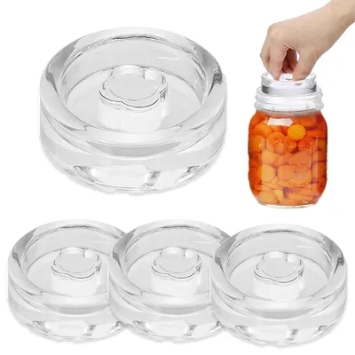 Image de Poids de fermentation - Lot de 4 pièces en verre - Pour la fermentation dans des bocaux à large ouverture - Ø 7 cm
