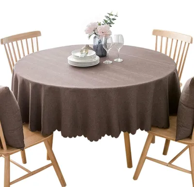Produktbild von Runde Tischdecke wasserdicht fleckresistent abwaschbar 140cm Braun