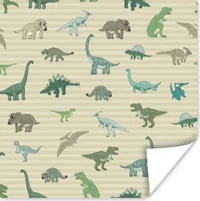 Produktbild von MuchoWow® Poster Dinosaurier - Braun - Grün - Jungen - Mädchen - Kinder 100x100 cm - Babyzimmer