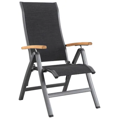 A single outdoor chair is shown against a white background.