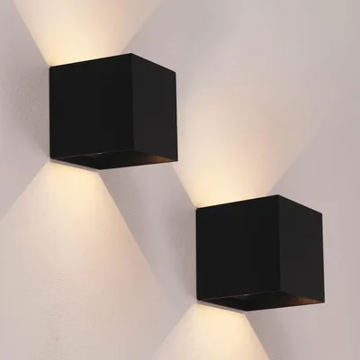 Produktbild von Ledvion 2er Set Wandlampe Innen / Aussen sensor Akku IP44 Schwarz Warmweiß