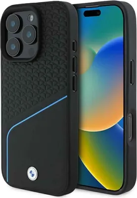 Obrázok produktu pre Etui Bmw Podpis Kožené Textúrované & Line Magsafe Na Iphone 16 Pro - Čierne