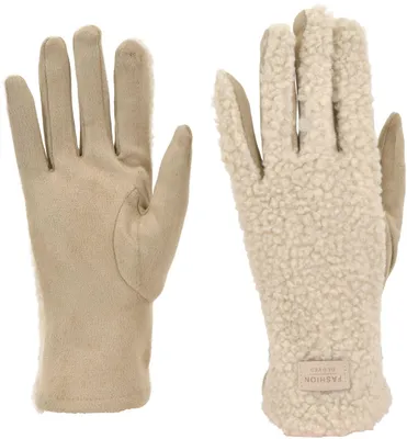 Produktbild von styleBREAKER Damen Touchscreen Handschuhe mit Teddyplüsch | Weiche warme Winter Fingerhandschuhe | Kuscheliger Smartphone Handschuh in vielen Farben